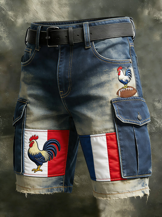 Pantalon cargo décontracté et confortable de style rétro rugby français