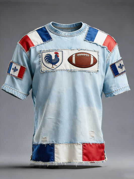 T-shirt décontracté et confortable au style rétro rugby français
