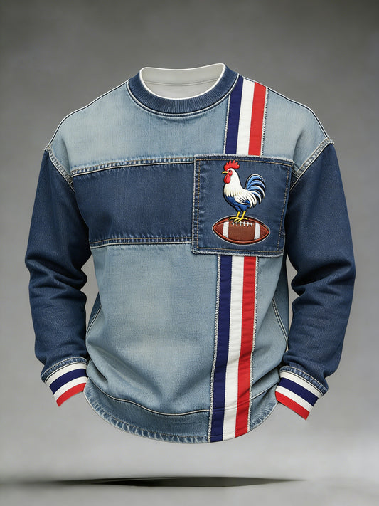 Sweat-shirt rétro de style rugby français, décontracté et confortable