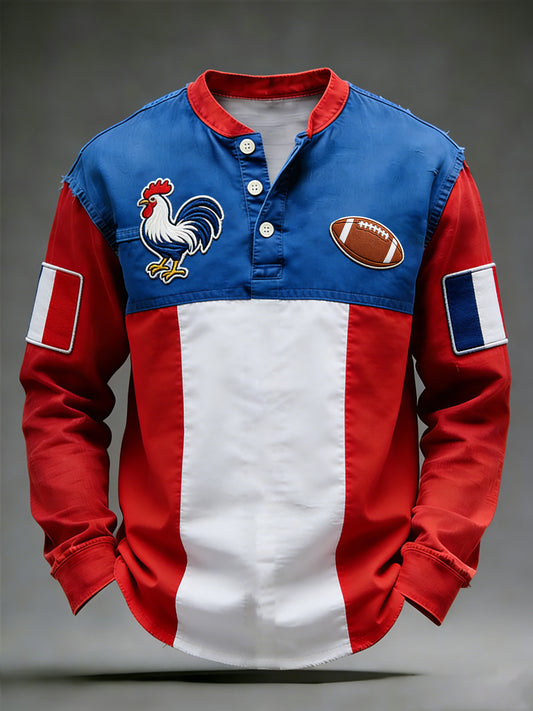Sweat rétro de style rugby français décontracté et confortable