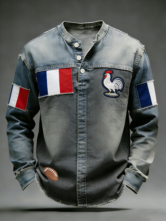 Sweat-shirt rétro de style rugby français, décontracté et confortable