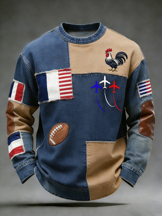 Sweat-shirt confortable et décontracté de style rugby français rétro