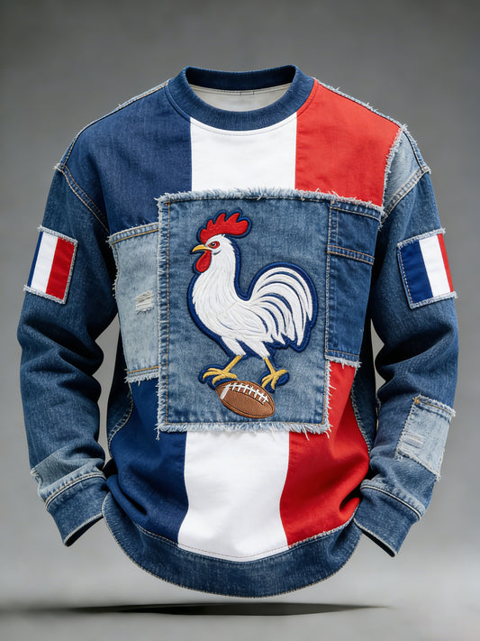 Sweat-shirt confortable et décontracté de style rugby français rétro