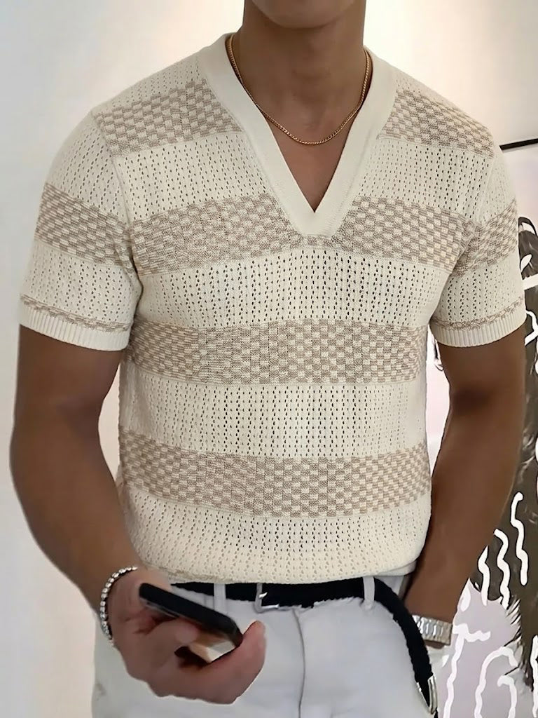 T-shirt à col en V pour homme, style professionnel