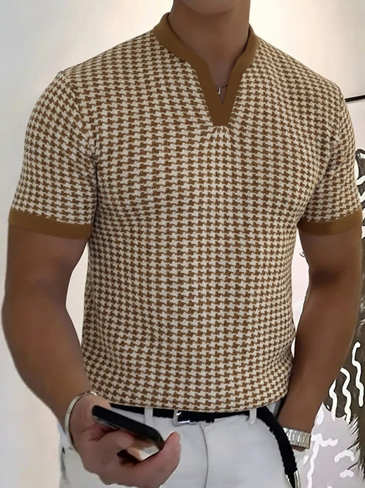 T-shirt à col en V pour homme, style professionnel