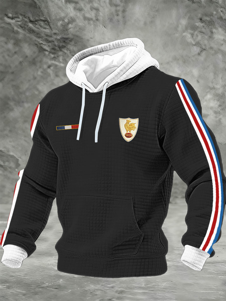 Chandail à capuchon à carreaux France Rugby en coton pour homme