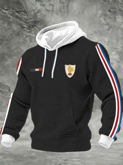 Chandail à capuchon à carreaux France Rugby en coton pour homme