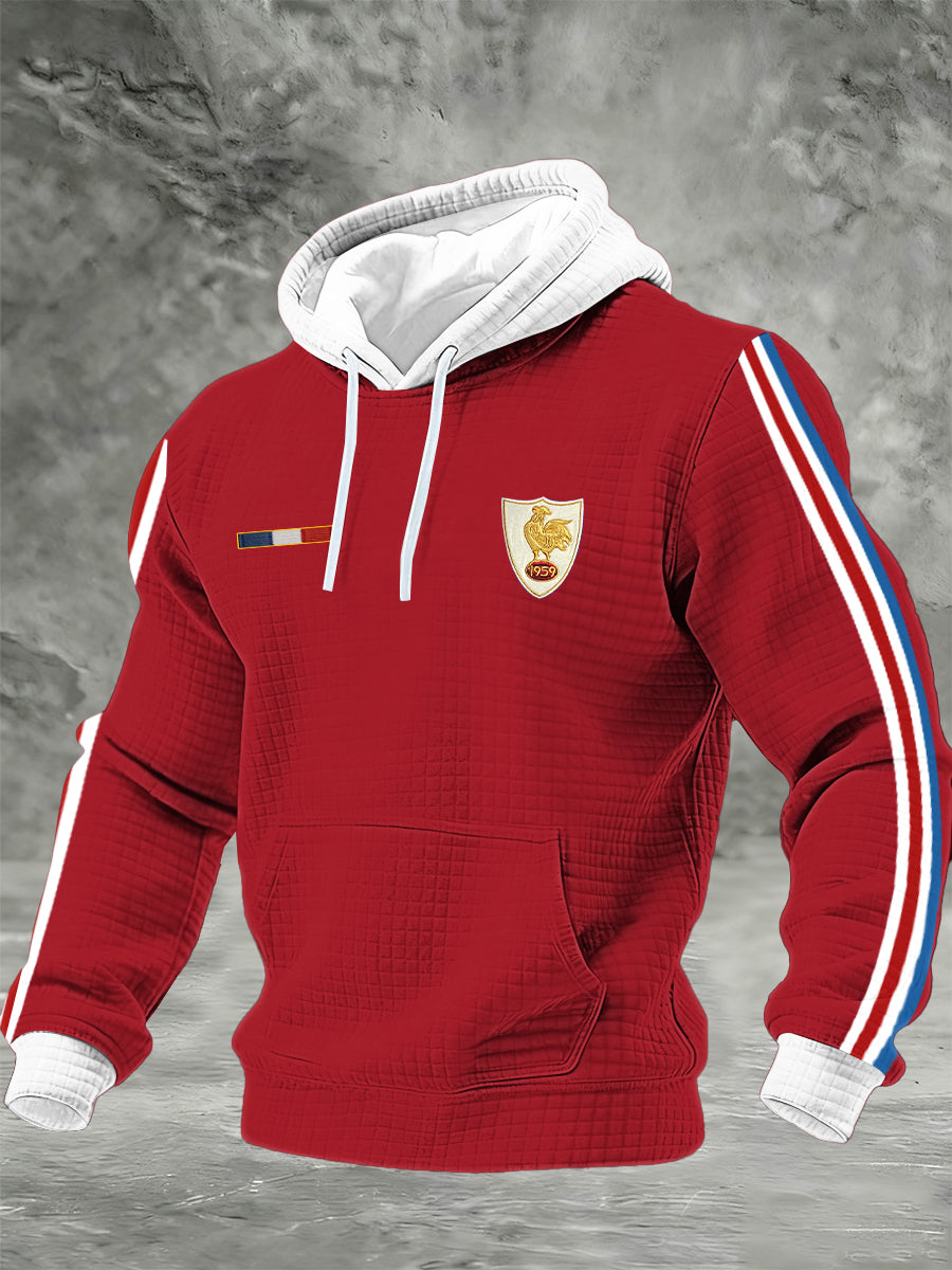 Chandail à capuchon à carreaux France Rugby en coton pour homme