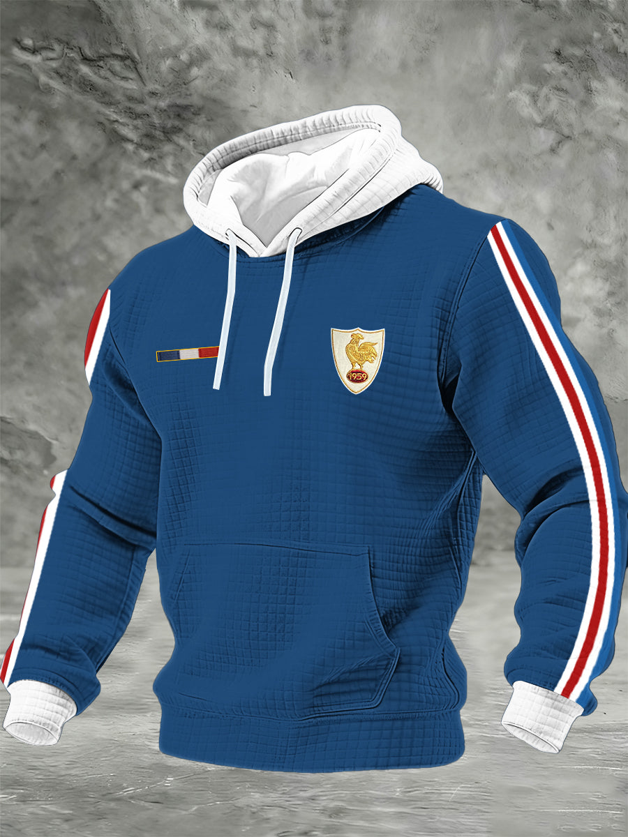 Chandail à capuchon à carreaux France Rugby en coton pour homme