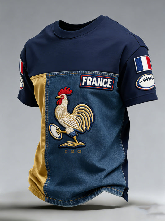 T-shirt French Rugby Art Print & Paneled Homme