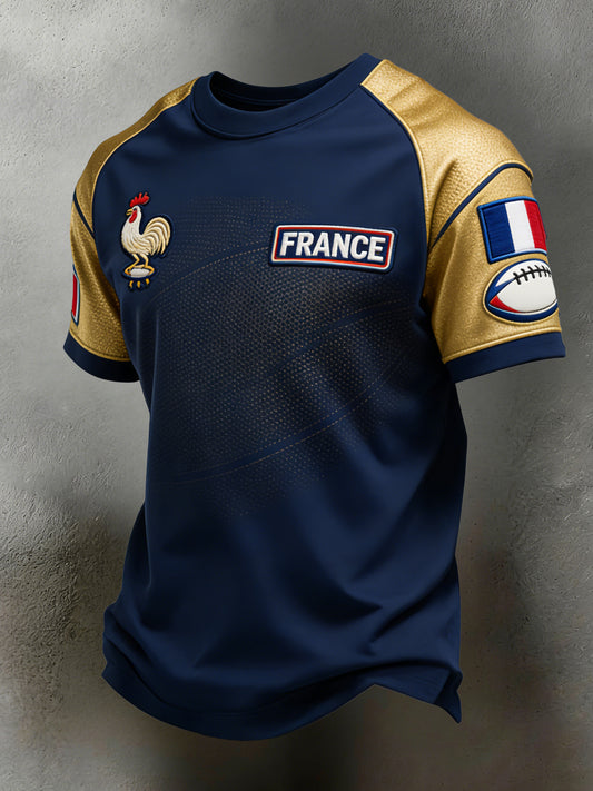 Affiche d'art et t-shirt à panneaux de rugby français pour hommes