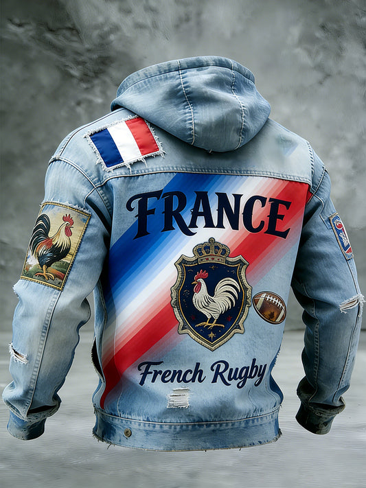 Sweat-shirt décontracté et confortable à capuche, style rétro français