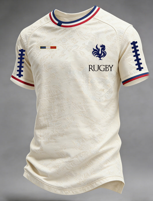 Maillot décontracté rétro à imprimé rugby français