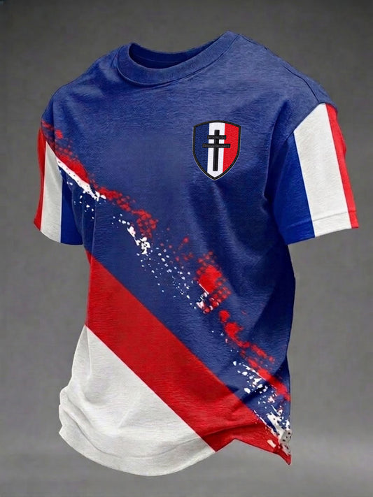 T-shirt imprimé pour hommes, Jour de la Victoire européenne en France