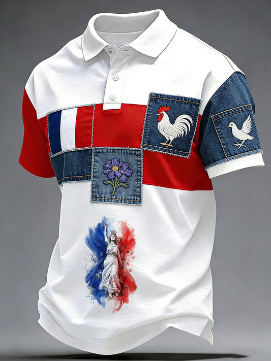 Polo imprimé artistique commémoratif de la Journée de la Victoire pour hommes