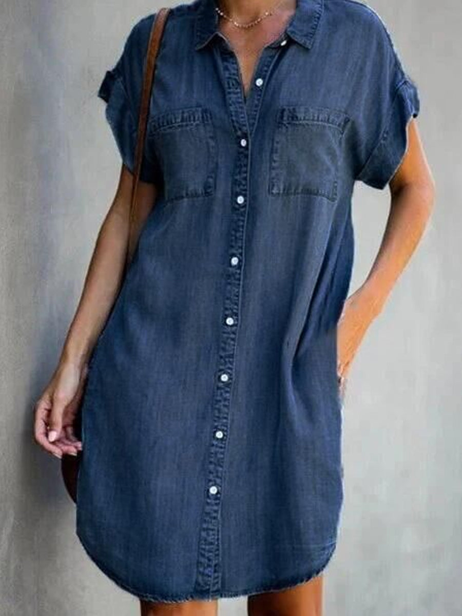 Robe en denim mi-longue élégante décontractée pour femmes