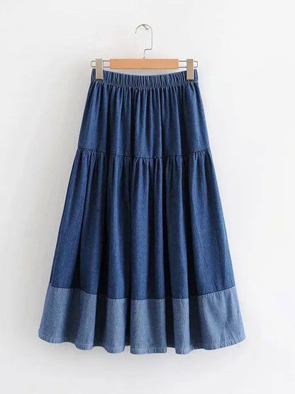 Jupe en denim à taille élastique pour femmes