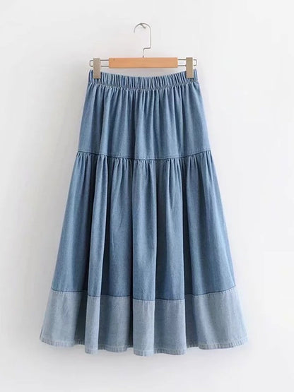 Jupe en denim à taille élastique pour femmes
