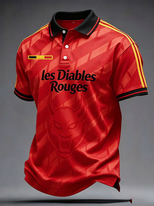 Hauts décontractés imprimés pour hommes, amateurs de football belge, Les Diables Rouges