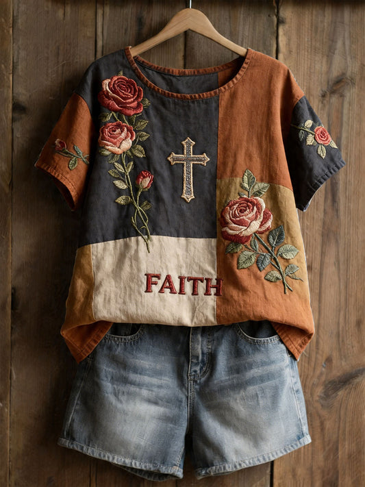 T-shirt décontracté à imprimé floral pour femmes