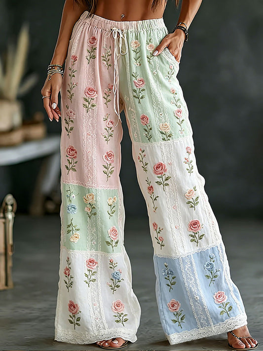 Pantalon décontracté à imprimé floral pour femmes
