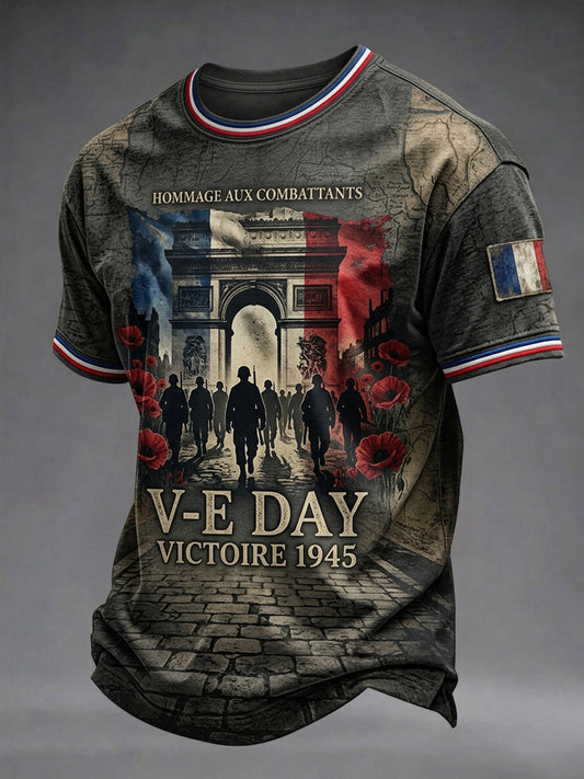 T-shirt pour hommes avec imprimé de la Journée VE française