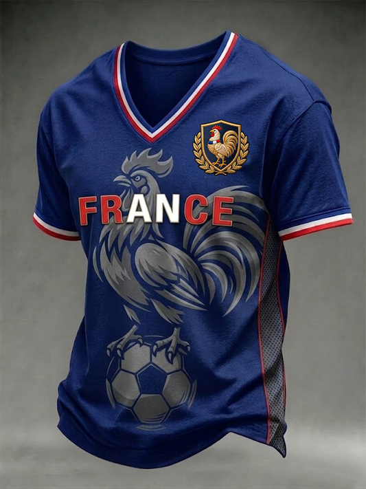 T-shirt à col en V France Soccer pour homme