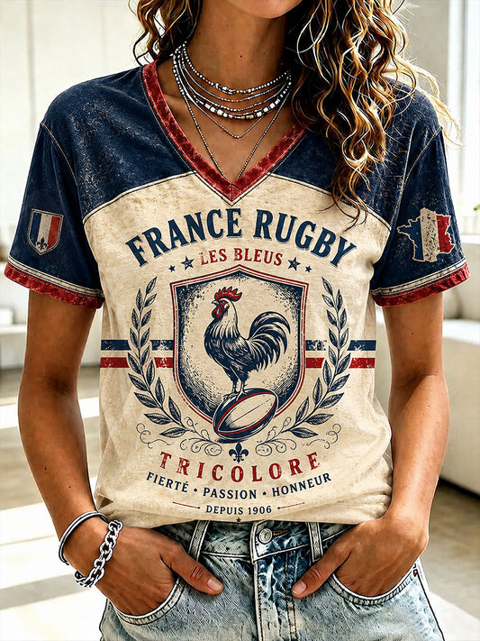 T-shirt à manches courtes France Rugby pour femme