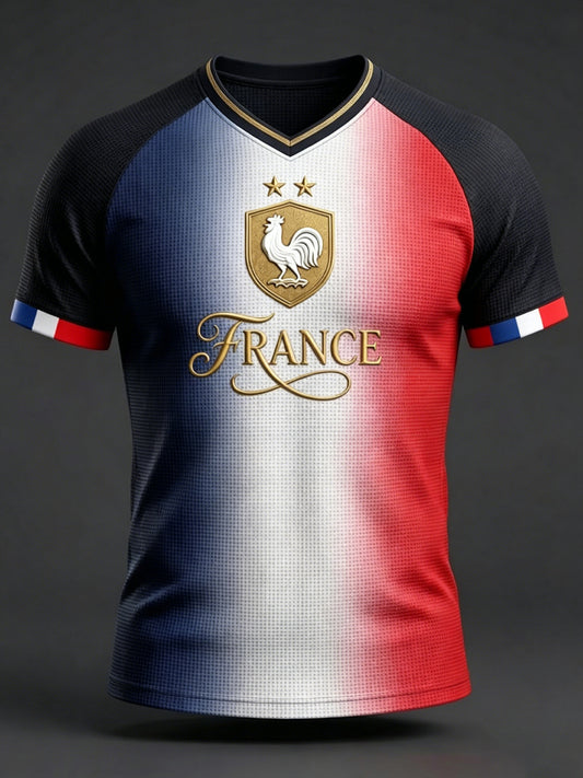 T-shirt manches courtes en gaufre pour le football français, modèle homme