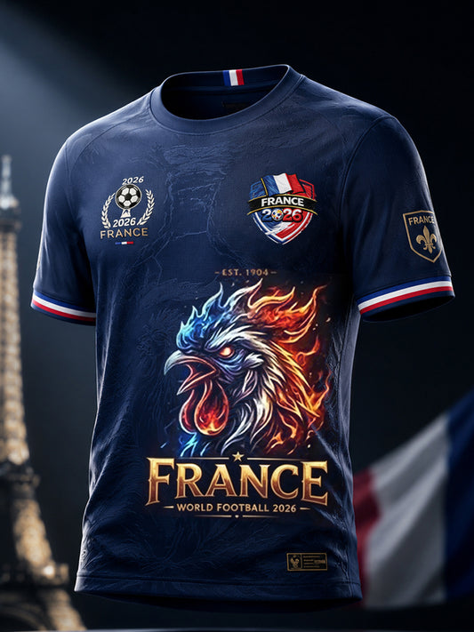 T-shirt décontracté rétro France 2026 pour les fans de football