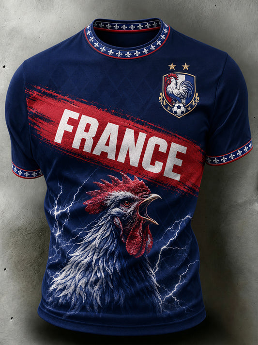T-shirt manches courtes de football français pour hommes