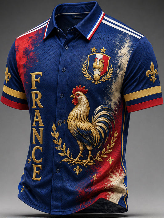 Chemise de football français à manches courtes pour hommes