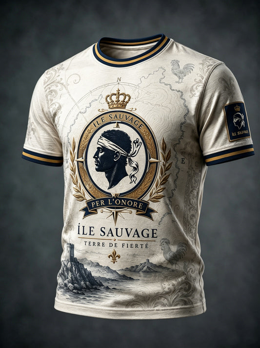 Vintage-Style en détresse Corse Carte Art T-shirt décontracté