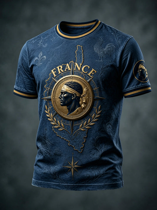 T-shirt décontracté avec illustration d’une carte de la Corse vintage
