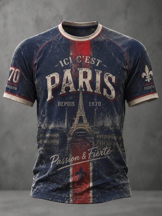 T-shirt pour hommes La Gloire en Bleu Rouge, imprimé football