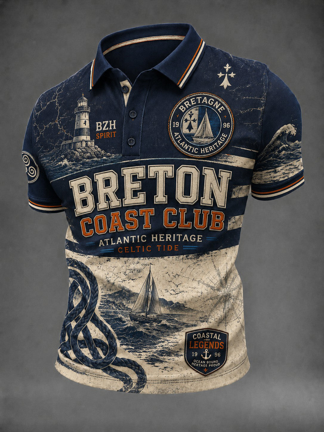 Chemise pour homme imprimée celtique de Bretagne, France