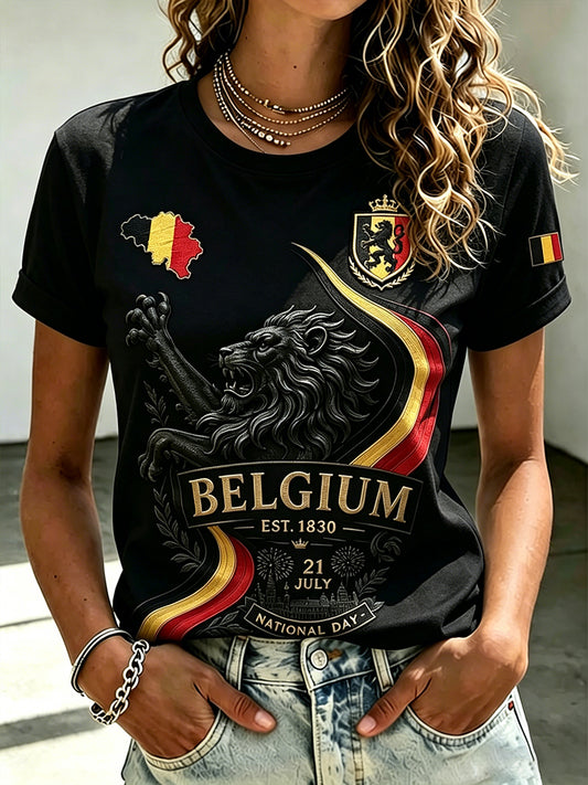 T-shirt à manches courtes imprimé fête nationale des femmes