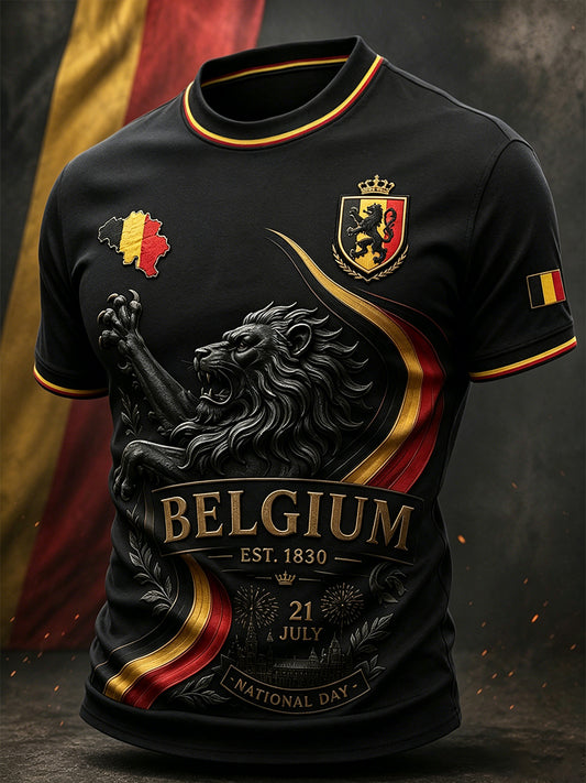 T-shirt imprimé à manches courtes pour hommes, fête nationale