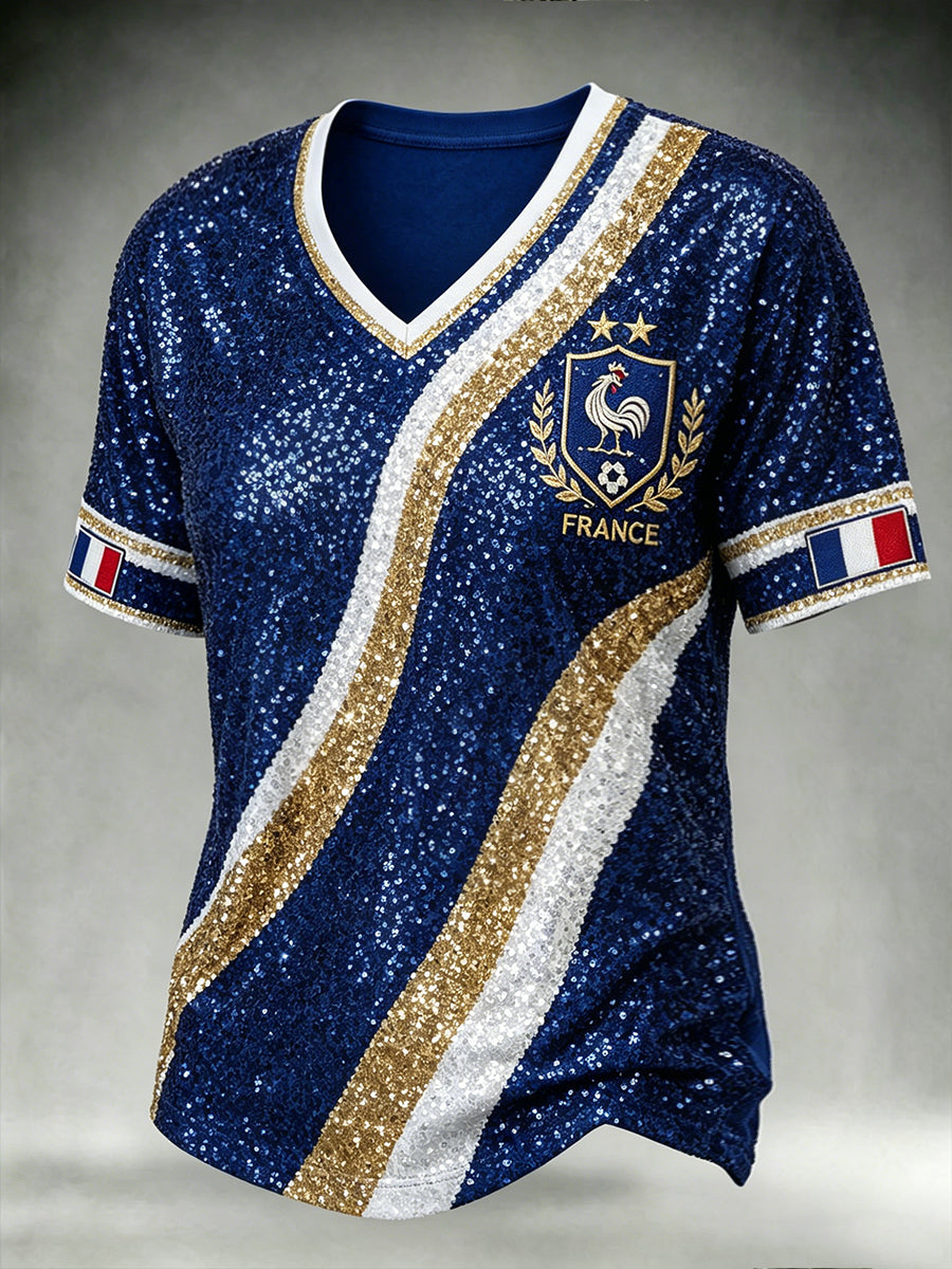 T-shirt col V du football français pour homme