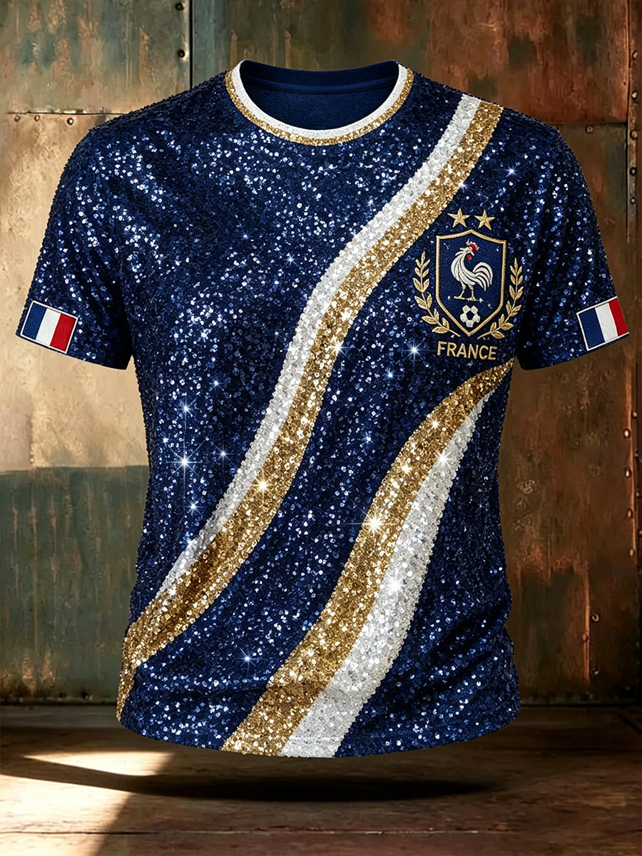 T-shirt manches courtes de football français pour hommes