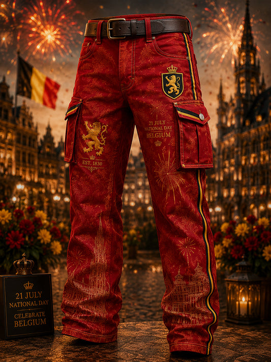 Pantalon cargo imprimé sur le thème de la fête nationale des hommes