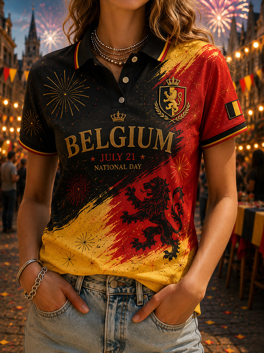 T-shirt polo à manches courtes imprimé pour la célébration de la Journée nationale de la femme