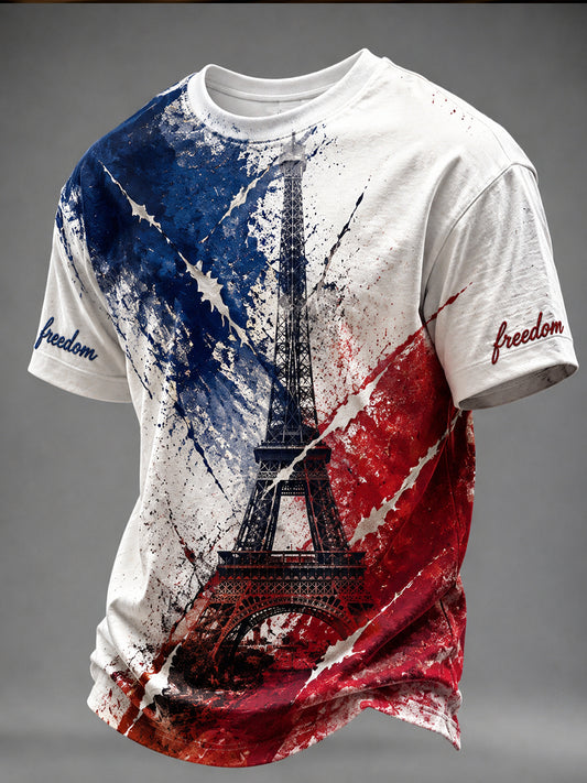 T-shirt à manches courtes pour la Fête nationale française, modèle homme