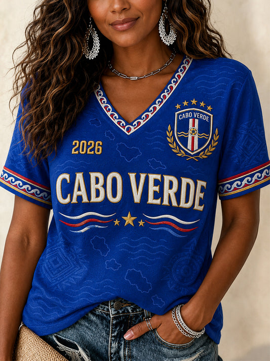 Cadeau pour femmes, fan de football, t-shirt décontracté à col en V avec imprimé