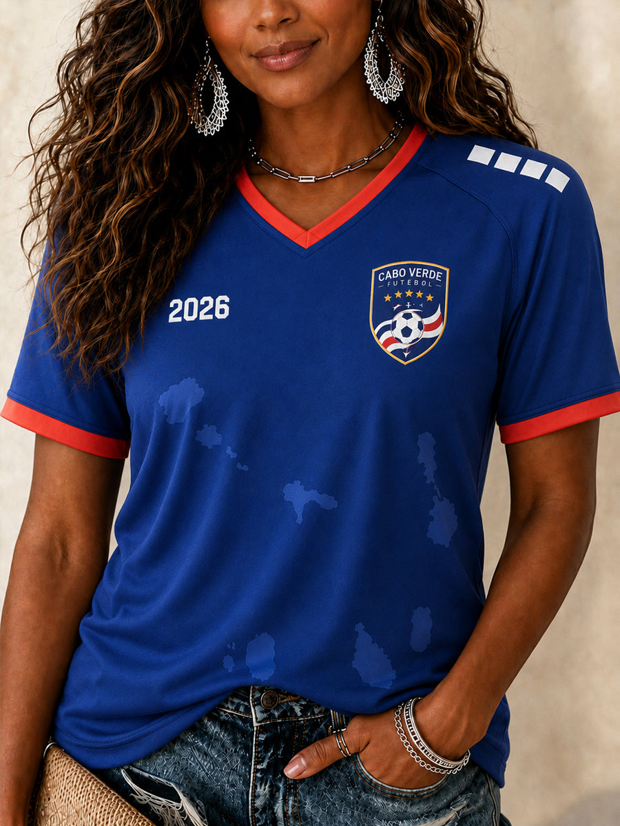 Cadeau pour femmes, fan de football, t-shirt décontracté à col en V avec imprimé