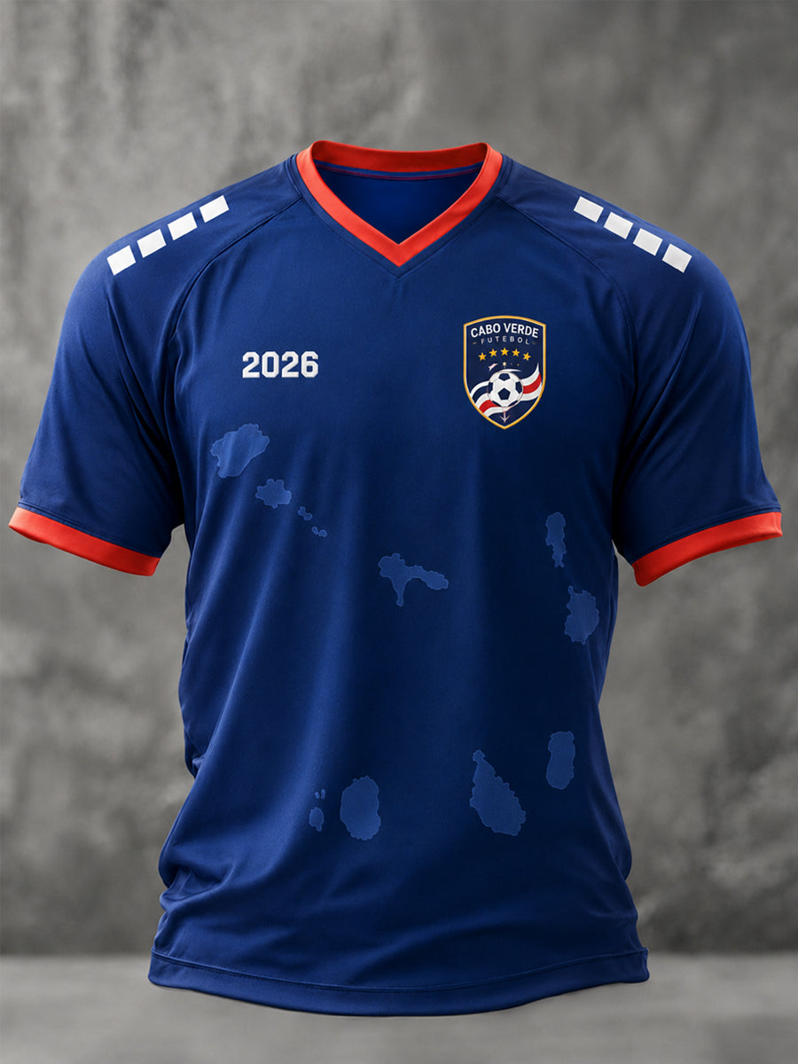 Cadeau pour les hommes pour les fans de football Imprimer Casual V-Neck Tee