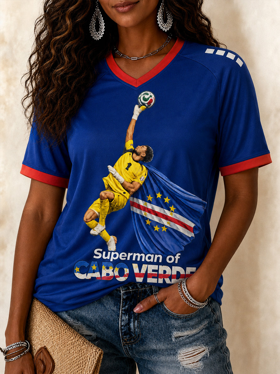 Cadeau pour femmes, fan de football, t-shirt décontracté à col en V avec imprimé