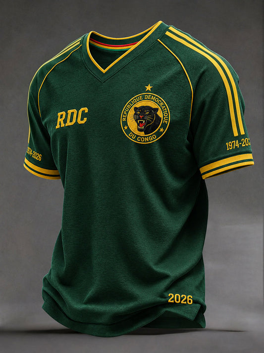 T-shirt à col en V 2026 de football de la République démocratique du Congo pour hommes