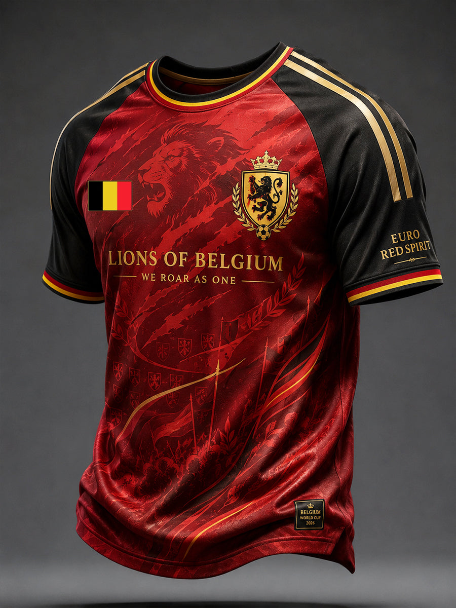 T-shirt imprimé pour passionnés de football belge, modèle homme