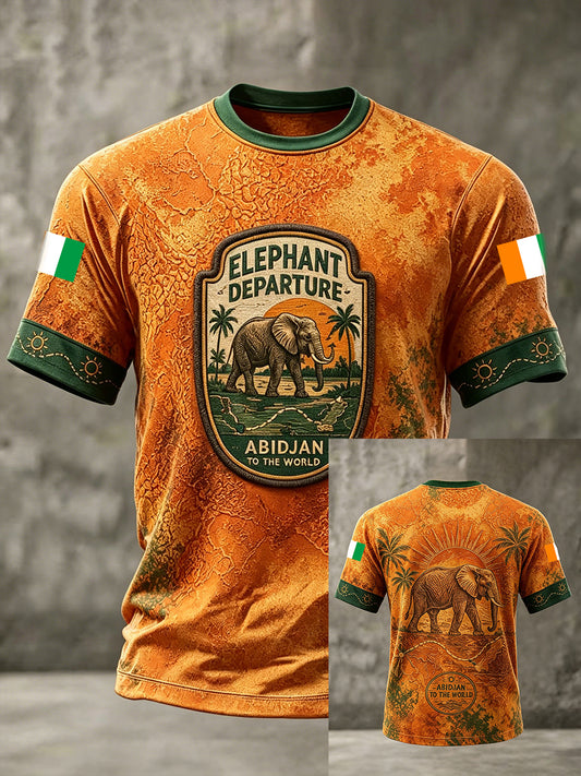 T-shirt homme imprimé motif Éléphant de Côte d’Ivoire, fierté nationale